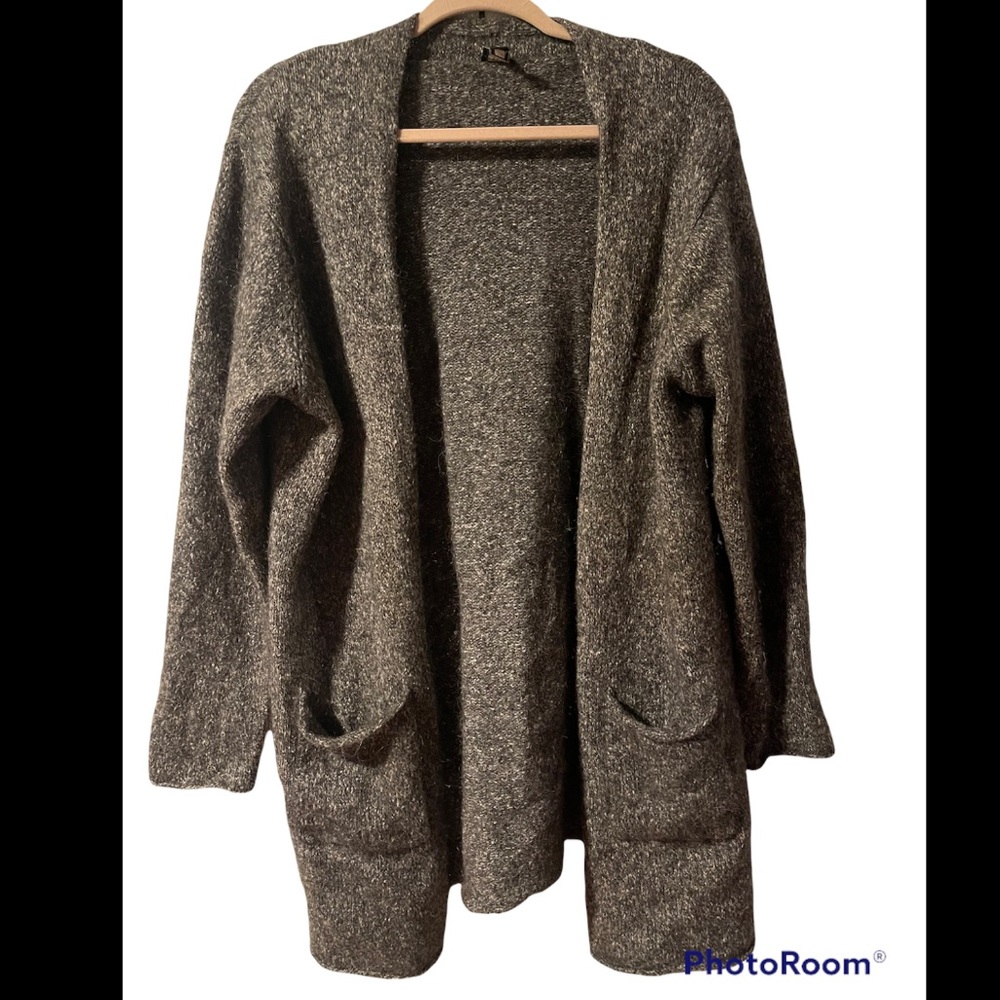 Eileen Fisher gray wool mohair alpaca cardigan